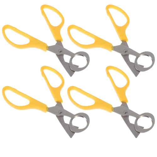 SAFIGLE Juego de 4 Tijeras para Huevos de Codorniz de Acero Inoxidable Cortadores de Cáscara de Huevo Amarillos Utensilios de Cocina Ideales para Hogar y Restaurantes