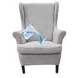 CRFATOP Waterproof Wing Chair Slipcovers 2 Piece Stretch Wingback Chair Cover Spandex Fabric Wingback Armchair Covers with Elastic Bottom for Living Room Bedroom Wingback Chair,A17