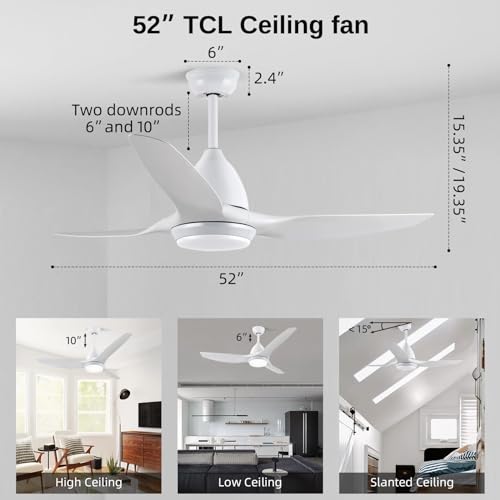 TCL-52-Inch-Ceiling-Fan-with-Lights-and-RemoteLow-Profile-Flush-Mount-Ceiling-Fan-with-Lights-Modern-Ceiling-Fan-with-Light-Fixture-KitFarmhouse-Outdoor-Bedroom-White-Ceiling-Fan-with-LED-Lights