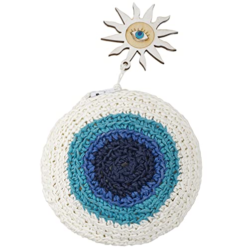 Coin Purse Small Pouches With Zipper Knit Change Pouch Bags Evil Eye Crochet Wallet (Evil Eye Round) #TOP2