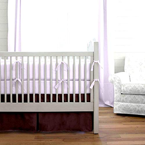Image of Cottington Lane Crib Bed Skirt Pleated Crib Skirt Dust Ruffle, 100% Natural Cotton, Nursery Crib Toddler Bedding Skirts for Baby Boys or Girls, 14 inch Soft Crib Dust Ruffle Drop Crib Skirt-Chocolate