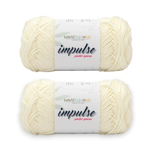 Image of WOAFashions Impulse Hand Knitting & Crochet Yarn, Premium Acrylic, 4 : Medium (Cream) (2x100gms / 3.5oz / 200mtr / 218yds)