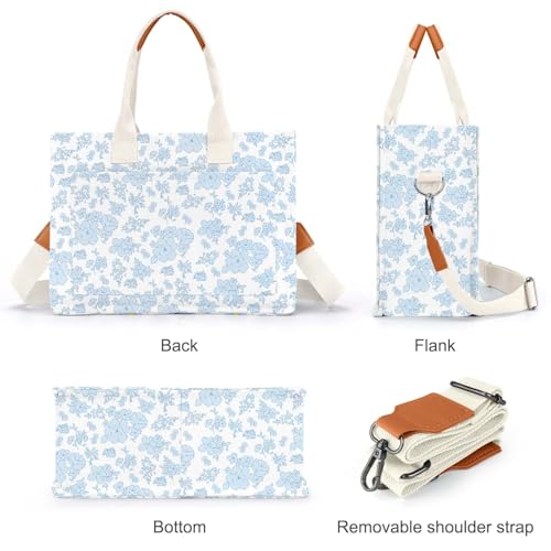 Image of Canvas Tote Bag for Women with Pockets Crossbody Bag Tote Shoulder Handbags Casual Work Bags Everything Tote Bag