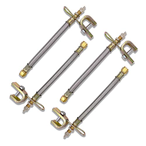 Image of CKAuto 4 pcs 7 inch /180mm Metal Valve Stem Extenders | Universal Valve Stem Extensions Made of EPDM Rubber, fit for Heavy Vehicles, Silver