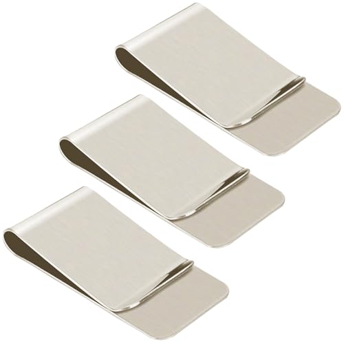 Duoleimi Geldklammer Herren - 3 Stück Geldscheinklammer aus Edelstahl, Money Clip für Bargeld, Karten, Dokumente und Visitenkarten, 50 x 26 x 8 mm