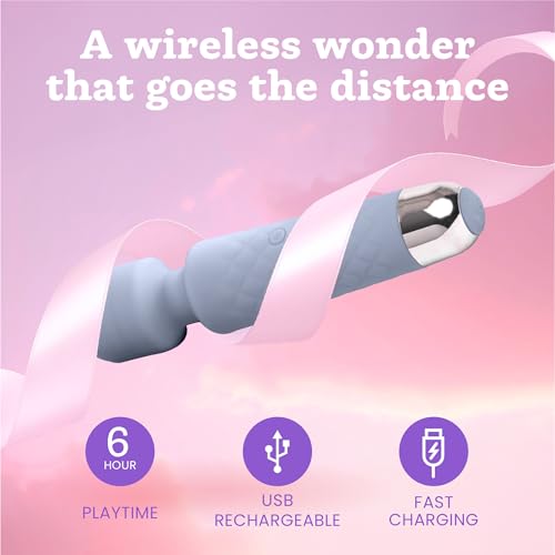 Image of Oliver James Wand Vibrator Sex Toy - 20 Patterns 8 Speeds Long Battery Life | Discreet Adult Toy Vibrating Dildo 6 Hour Battery Life Waterproof USB Rechargeable G Spot Vibrator for Deep Intense Pleasure