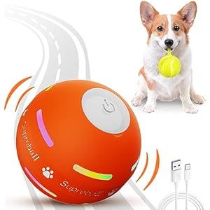 Petiepaw Pelota interactiva para perros, duradera y automática, para cachorros, pequeños y medianos, recargable por USB