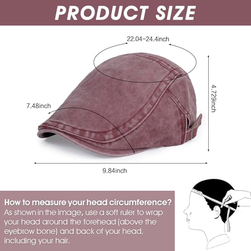 Image of 3Pcs Men's Newsboy Caps Cotton Cooling Hat Adjustable Flat Cap for Men
