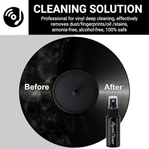 Vinyl Record Cleaning Kit - 4 in 1 Includes XL Soft Anti-Static Velvet Record Brush, Stylus Gel, Alcohol-Free Cleaning Solution and Dust-Removal Brush, Zero-Scratch Cleaning for LPs Album by kulloomii - Used condition - Image 4