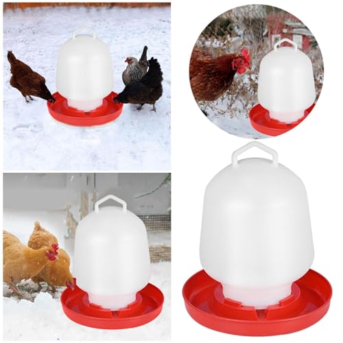 Geflügel-Wasserbrunnen Geflügel-Wasser-Futterspender Hühner-Wassereimer Automatischer Hühner-Futterspender Kunststoff Auto Geflügel und Wild Vogelbrunnen Tränke für Hühner (Weiß, Einheitsgröße)