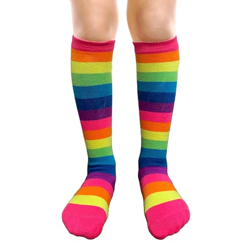 Rainbow Striped Youth Children Kids Fashion Colorful Non-skid Knee High Socks2