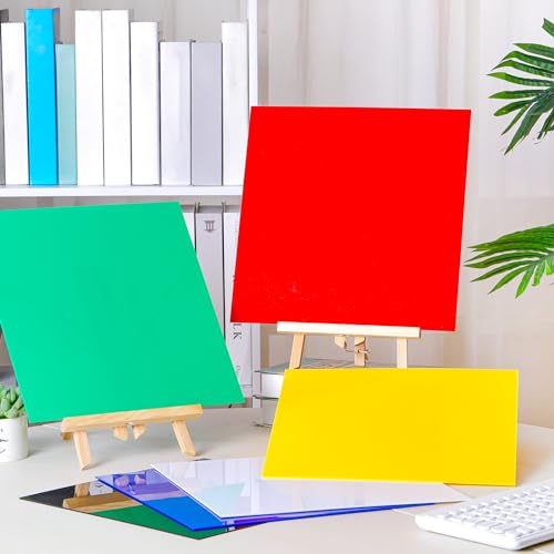 Image of Outus 6 Pieces Colored Acrylic Sheet White 12 x 12 Inch Colorful Clear Sheet 1 /16 Inch Thick Acrylic Panel DIY Materials for Home DIY Decor Display Projects