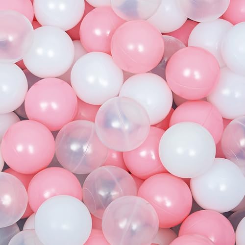 YUFUL 1000Pcs Soft Plastic Ball Pits Balls for Kids Indoor/Outdoor Playtime - Safe, Crushproof, Lightweight, Durable Spheres - Pink