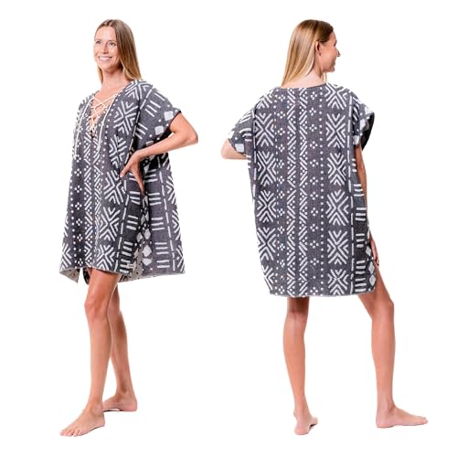 Sand Cloud Beach Cover Up for Women - Bathing Suit & Swimsuit Cover-Up Womens Poncho with Comfortable Fit for Post Swim - Top Shirt Coverups for Summer Made with Organic Turkish Cotton - Black