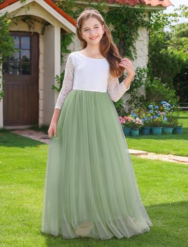 IBTOM CASTLE Flower Girl Dress Boho Sleeveless/Long Sleeve Lace Back Tulle Long Dresses Formal Birthday Pageant Ball Gown2