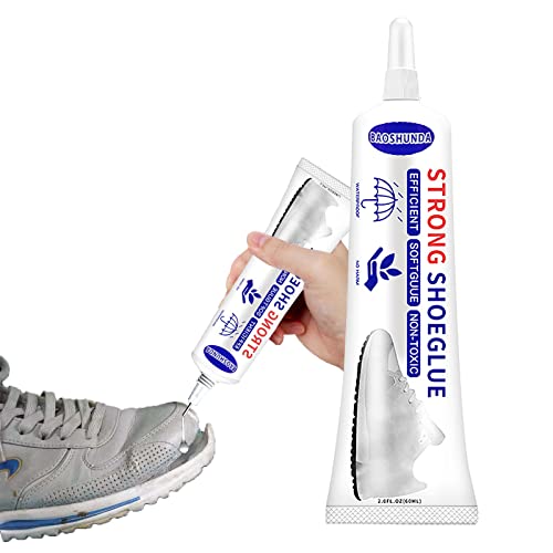 Shoe Glue Super Adhesive Clear with Precision Tip for Footwear, Transparent Sealant Crack Waterproof Resistant Sole Repair for Sports Shoes Climbing Shoes Leather Bags 2 Fl Oz, 60ml