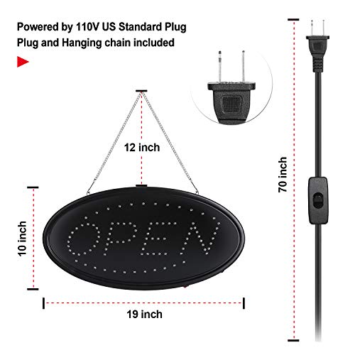 Led Open Sign, Agptek 19X10Inch Led Business Open Sign Advertisement Board Electric Display Sign, Two Modes Flashing & Steady Light, For Business, Walls, Window, Shop, Bar, Hotel,With Open/Close Sign #TOP4