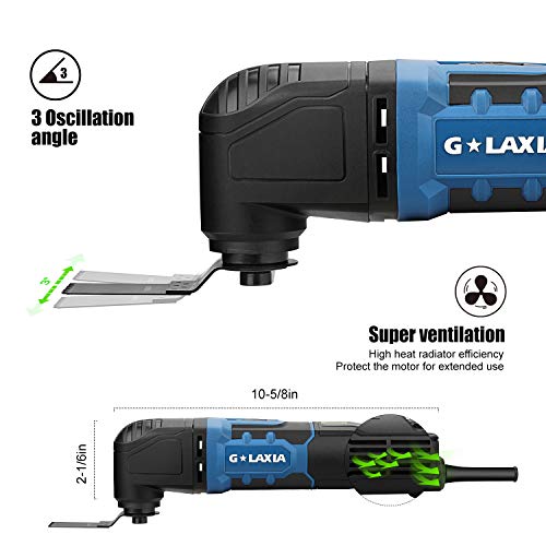 G LAXIA Oscillating Tool, 2.3 Amp Oscillating Multitool Kit with 3 Degree Oscillation Angle, 6 Variable Speed, 17 Pieces Accessories (GP86227)