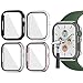 Jvchengxi [4 Piezas] Mate Funda para Apple Watch Series 7 45mm Protector de Pantalla, PC Duro Carcasa Protectora Antiarañazos Vidrio Templado Cubierta Estuche para iWatch 7(Claro/Negro/Plata/Oro Rosa)