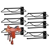 ActiveTrail 6 Pack Heavy Duty Wall Mounted Saddle Rack with Pad Bar, Steel Saddle Stand & Blanket Holder for English/Western Saddles, Tack Room, Horse Stall