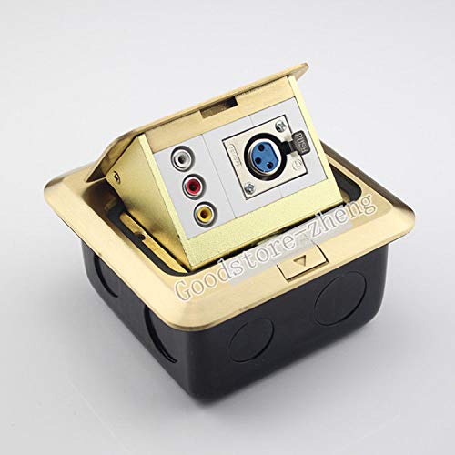 Connectors Bronze Pop-up XLR Female & RCA AV Floor Panel Ground Outlet Socket Receptacle - (Cable Length: Ground Receptacle)