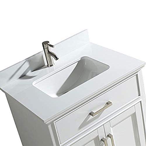 Vanity Art 30 Inches Single Sink Bathroom Vanity Set White Super Phoenix Stone Top 1 Dove-Tailed Drawer 1 Shelf Undermount Rectangle Sink Cabinet With Free Mirror Va1030-W #TOP4