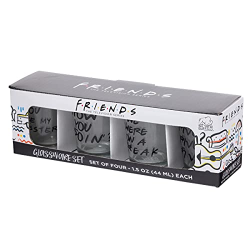 Silver Buffalo Friends Iconic Quotes Only 4 Pack Mini Glasses, 1.5 Ounces #TOP1