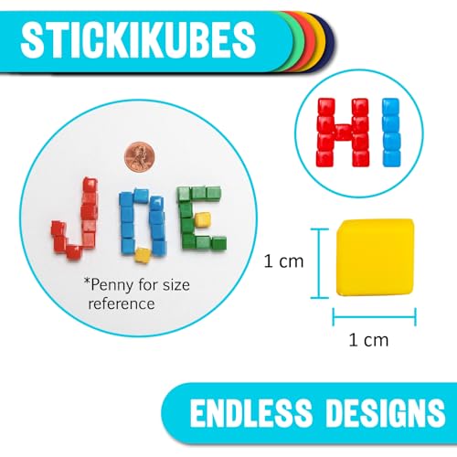 Image of StickiKubes 250-Pack, 4 Colors, Mini Sticky Stacking Cubes, STEM Blocks