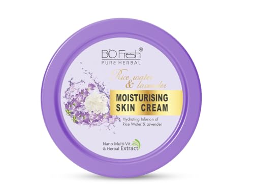 Image of BIOFRESH HERBALS Body Cream - Rice Water & Lavender Deep Intense Moisturizing Cream Non-Greasy with 24-Hour Hydrating for Soft Dry Skin (800ml, Pack of 1)
