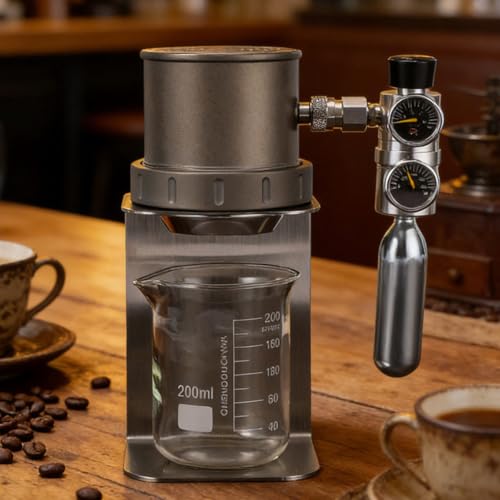 MiBoce Cafetera Espresso Neumática, Cafetera Manual Portátil A Presión De Aire, con Válvula De Seguridad, Doble Manómetro (presión De Aire Y Presión De Aluminum Alloy
