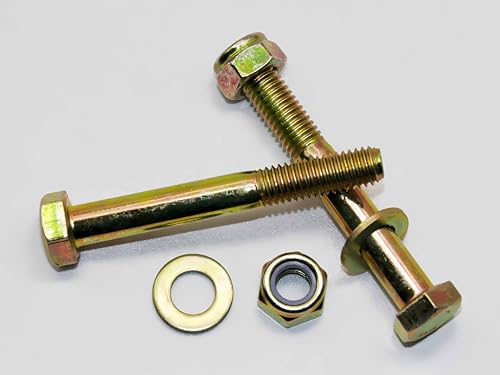 Image of M8 x 60mm Hex Head Bolt by Color Galvanization with Nylon Lock nut and Flat Washer Assortment Kit,Alloy Steel,Grade 8.8.(8pcs Pack)