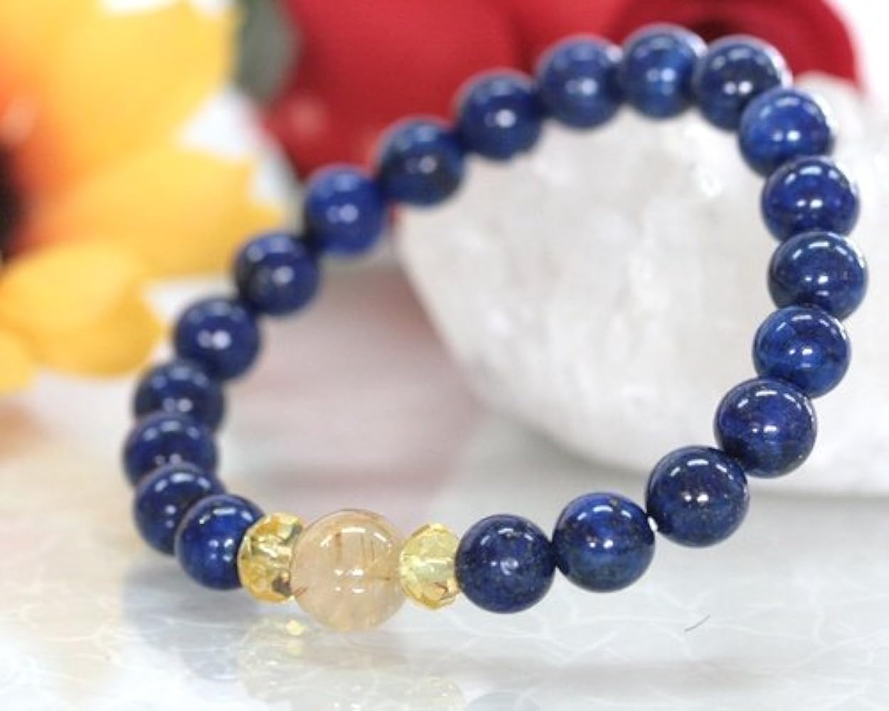 Amazon | ラピスラズリ ゴールドルチル シトリン ブレスレット 天然石