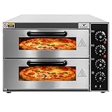 GUTSTARK Horno Electrico para Pizza Industrial Comercial de 2 Niveles Charolas de 40 Cm Sobre Mesa...