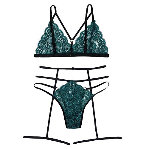 Lingerie fine en dentelle verte de haute qualité pour femme XXXL
