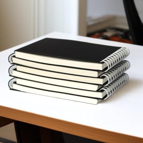 Image of INNAXA A6 Blank Notepad - 100 GSM Paper, Black Cover | Wirebound Pocket Notebook A6 Note Pad Notebook for Notes, Sketching & Ideas 50 Pages (Black, Pack of 6)