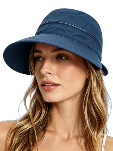 QCHOMEE Femme Chapeau de Soleil Réglable Casquette Visière Pliable Large Bord Protection Solaire Respirant Cap été Anti-UV pour Voyage Vacances Camping...