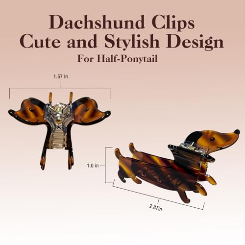 Pinza para cabello pequeña con diseño de perro salchicha miniatura 2