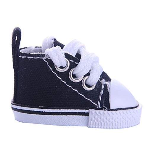 PUNELE Chaussures en toile pour poupée de 35,6 cm, noir, baskets, accessoires de poupée cadeaux pour filles
