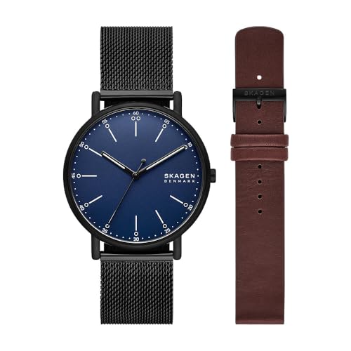 Montre Skagen Signatur pour Hommes, Mouvement à Quartz Trois Aiguilles avec Bracelet en Acier Inoxydable, Noir fumé, 40 mm