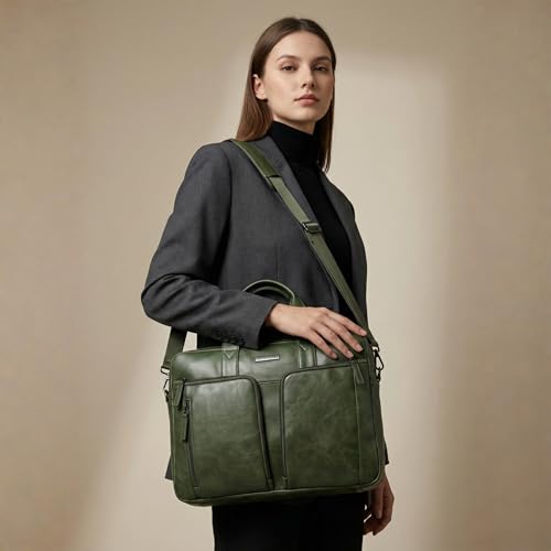 Image of VISMIINTREND Leather Laptop Office Bags for Men & Women, Fits 13 /14 /15.6 Inch Laptop, Macbook Bag Office /Travel, Laptop Messenger /Briefcase Bag | Corporate Gifts