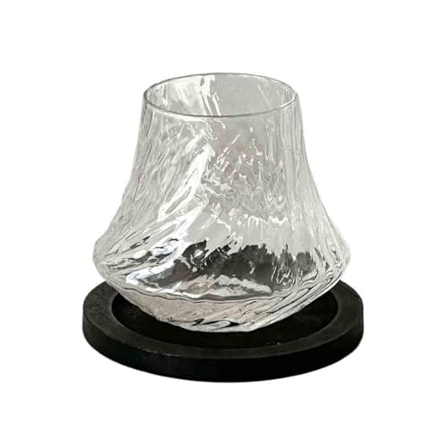 ZKALQECNF Leche Taza de cristal transparente con posavasos madera negro, 300 ml. café relieve for el hogar, la oficina o cafetería Bebidas
