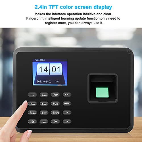 Anwesenheitsmaschine, Fingerabdruck-Anwesenheitsmaschine, 1000 Benutzerkapazität, Attendance Machine Fingerprint Biometric with 2,4-Zoll-Farbbildschirm für Mitarbeiter