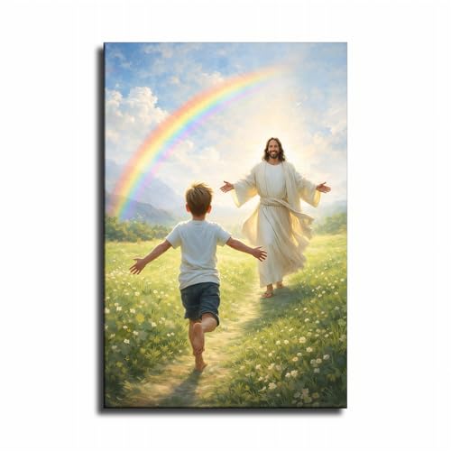 APIJECT Embracing Faith, Christian Art, Jesus and Boy, Bible Prints,