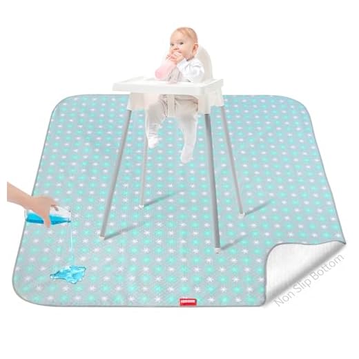 Splat Mat for Under High Chair Mat, Mealtime Baby Art/Crafts/Playtime, Anti Slip Waterproof Splash Machine Washable Portable Picnic Floor Feeding Table Cloth, 42x46 Inch