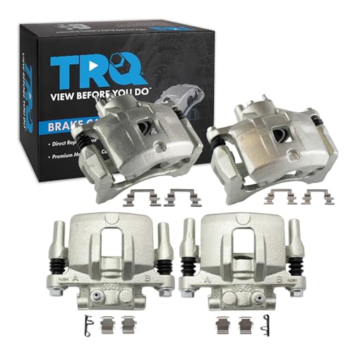 Image of TRQ Front and Rear Brake Caliper Set Zinc Coated Brackets Compatible with 2011-2014 Chrysler 200 2007-2010 Sebring 2008-2014 Dodge Avenger 2007-2017 Jeep Compass Patriot