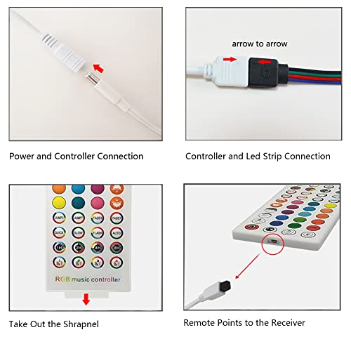 Gxilee Rgb Controller-Bluethooth Led Controller With App Control, Music Sync, 40 Key Wireless Ir Remote Controller And Led Power Supply 12V 2A Ul Listed For 12V 4 Pin 2835 5050 Rgb Led Strip Lights #TOP5