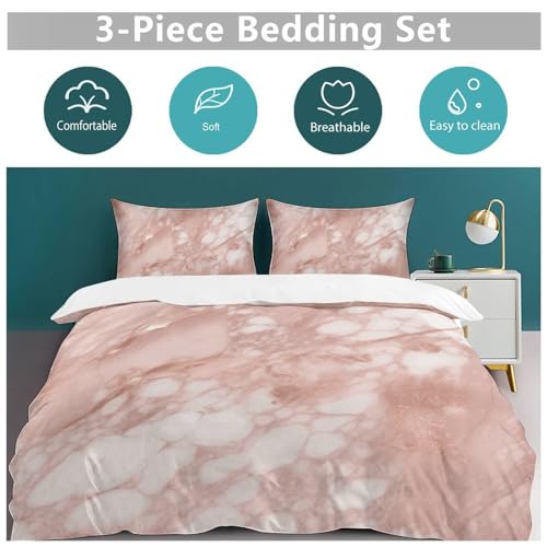 Linge de lit en microfibre de qualité supérieure avec housse de couette marbrée or rose - 6
