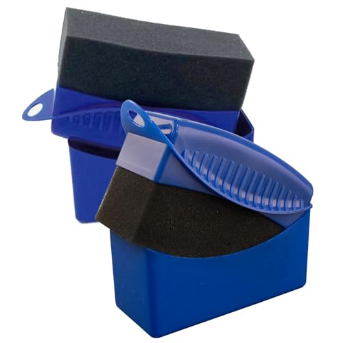 2Pcs Tire Shine Applicator, Wax Polishing Sponge Tire Applicator with Cover, Car Wash Kit for Wheels, Seats, Car Grille, Vents, Windshield Wipers Shine Brush Brush