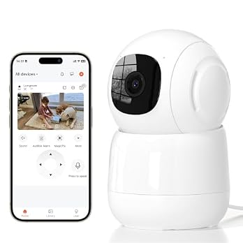 Linkthai Camera for Home Security, 4MP Pet Camera with Speaker for Dog/Cat, WiFi Camera Indoor Wireless Home Security with Phone App, Auto Tracking/Super Night Vision/2 Way Talk, Cloud/SD Card Storage