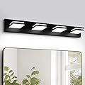 OKELI 4-Light Bathroom Vanity Light Black Modern LED Vanity Light Over Mirror Dimmable Mirror Front Lamp with 350° Adjustable Lamp Head ETL Listed 32W 6000K Cold White